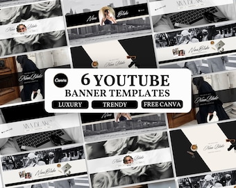 Luxury YouTube Banner Canva Template, Trendy YouTube Branding Kit, Editable Social Media Banner Set, Aesthetic Editorial YT Cover Kit