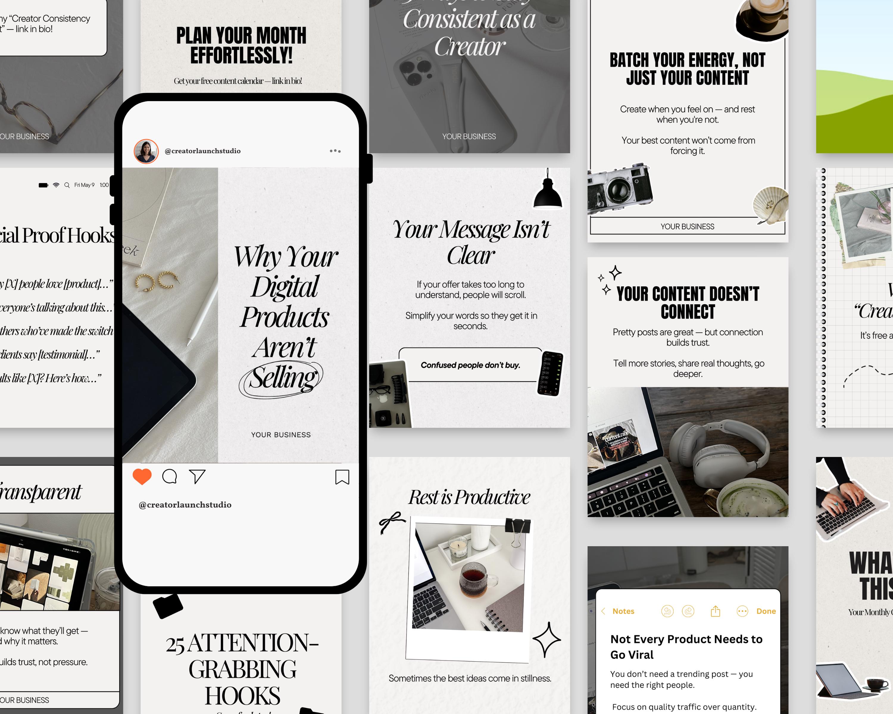 Instagram Carousel Templates Neutral Digital Product Sellers Beige ...