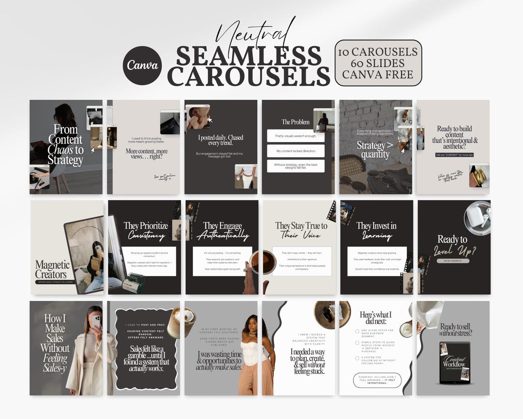 Seamless Instagram Carousel Templates Canva for Creators, Influencers ...