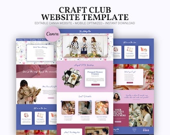 Craft Club Website Template Canva | Creative Community Site | Aesthetic Crafty Workshop Website | Maker Group | Hobby Club | Membership Site
