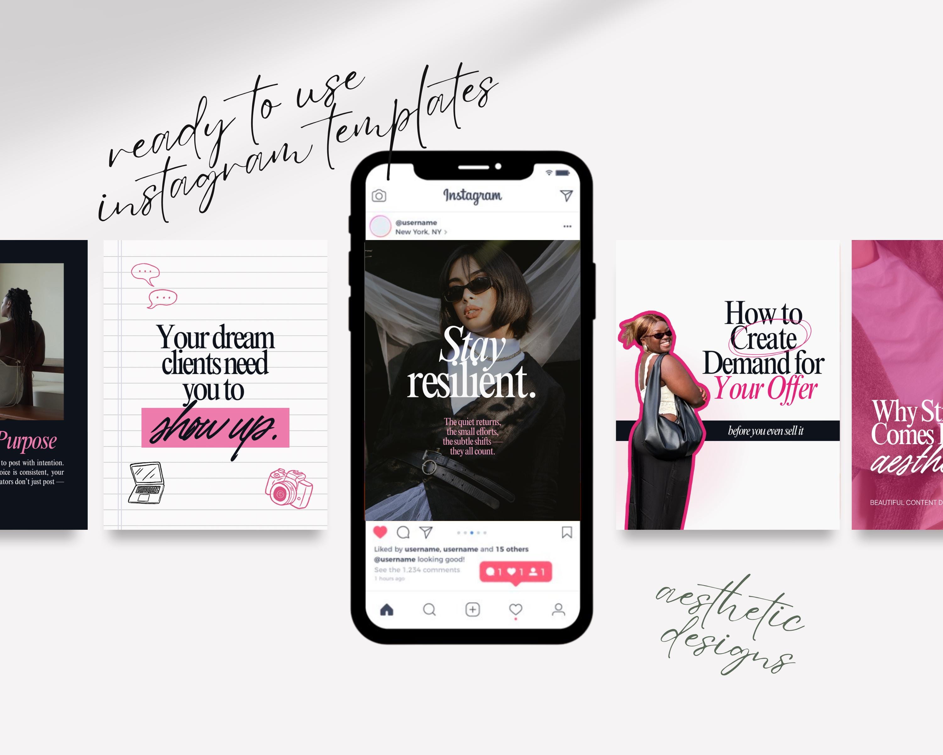 Pink Instagram Templates for Social Media Managers Editable Canva ...