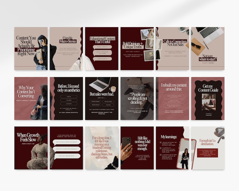 Burgundy Seamless Carousel Templates Instagram Red Aesthetic Modern ...