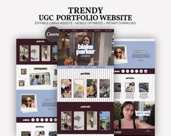 Trendy UGC Portfolio Website Template Canva, Whimsical Blue Aesthetic Modern Creator Site, Purple Influencer Landing Page, Whimsy Media Kit
