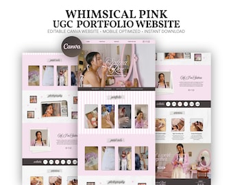 Whimsical Soft Pink UGC Portfolio Website Template Canva | Cute Aesthetic Scrapbook Creator Site | Influencer Portfolio Landing One Page