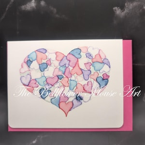 Hearts in Heart  Watercolor Greeting Card