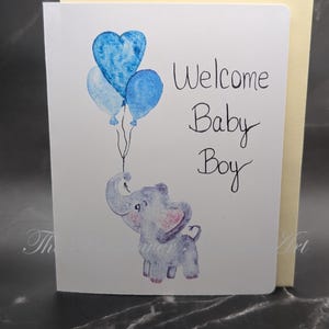 Tarjeta de felicitación de acuarela para recién nacido