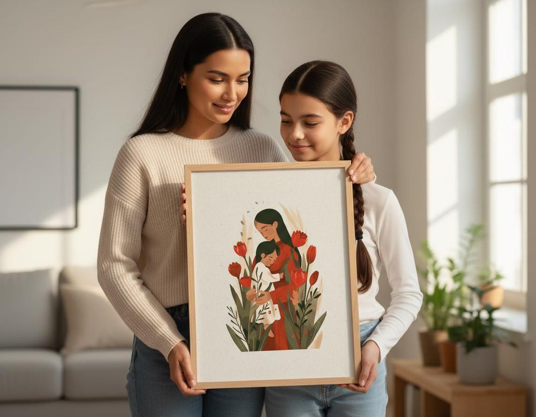 Mother and Child Digital Wall Art, Mothers Day Gift for Mom, Birthday ...