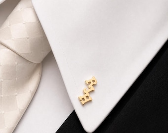 Personalized Initial Collar Pin | Initial Name Collar Pin | Wedding Gifts for Grooms | Gifts for Best men | Father Collar Lapel Pin Initial