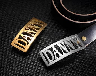 Customized Name Belt Buckle | Initial Name Buckle Belt with Leather | Personalized Men Gift Belt for Men and Women | Custom Buckle Name Boys