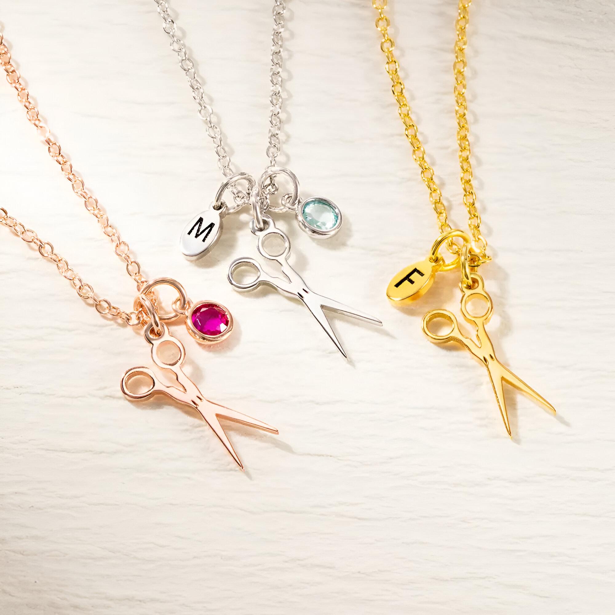 Custom Scissors Necklace for Hairdresser | Dainty Small Scissor Sterling Silver | Hairstylist Must Haves, Cosmetology School Graduation Gift