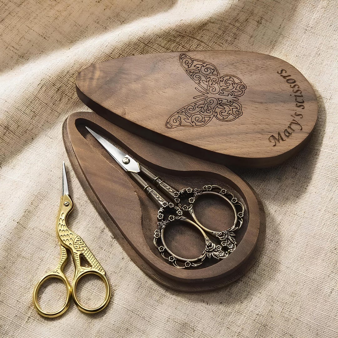 Personalized Vintage Scissors With Engraved Name Wood | Vintage Art ...