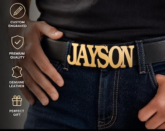 Customized Name Belt Buckle | Initial Name Buckle Belt with Leather | Personalized Men Gift Belt for Men and Women | Custom Buckle Name Boys