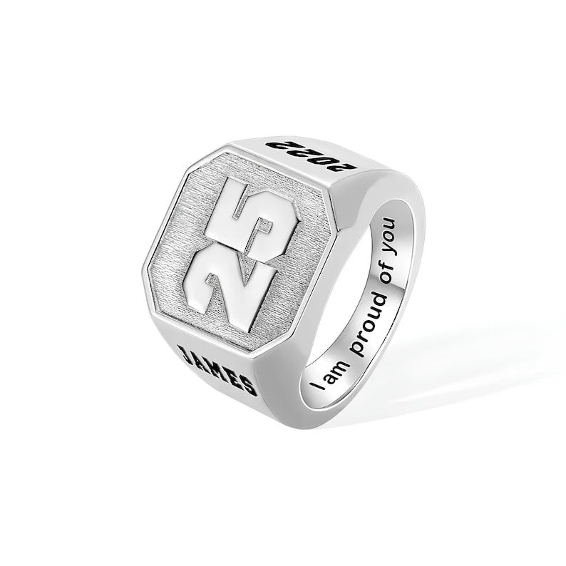Personalized Engraved Number Signet Ring Sterling Sliver 925 | Sport ...