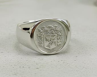Personalized Family Signet Ring Silver Sterling 925 | Custom Family Crest Signet Ring | Customized Wax Seal Family Signet Ring Gifts for Men