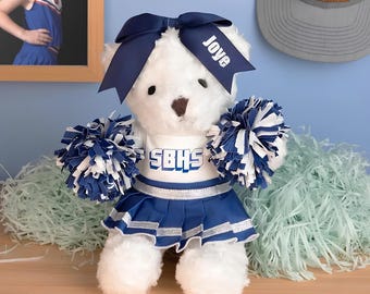 Personalized Cheerleading Bear Plush Name | All-Star Cheerleading Bears/School Cheerleader Bears | Cheerleader Gift for Girl/Daughter/Niece
