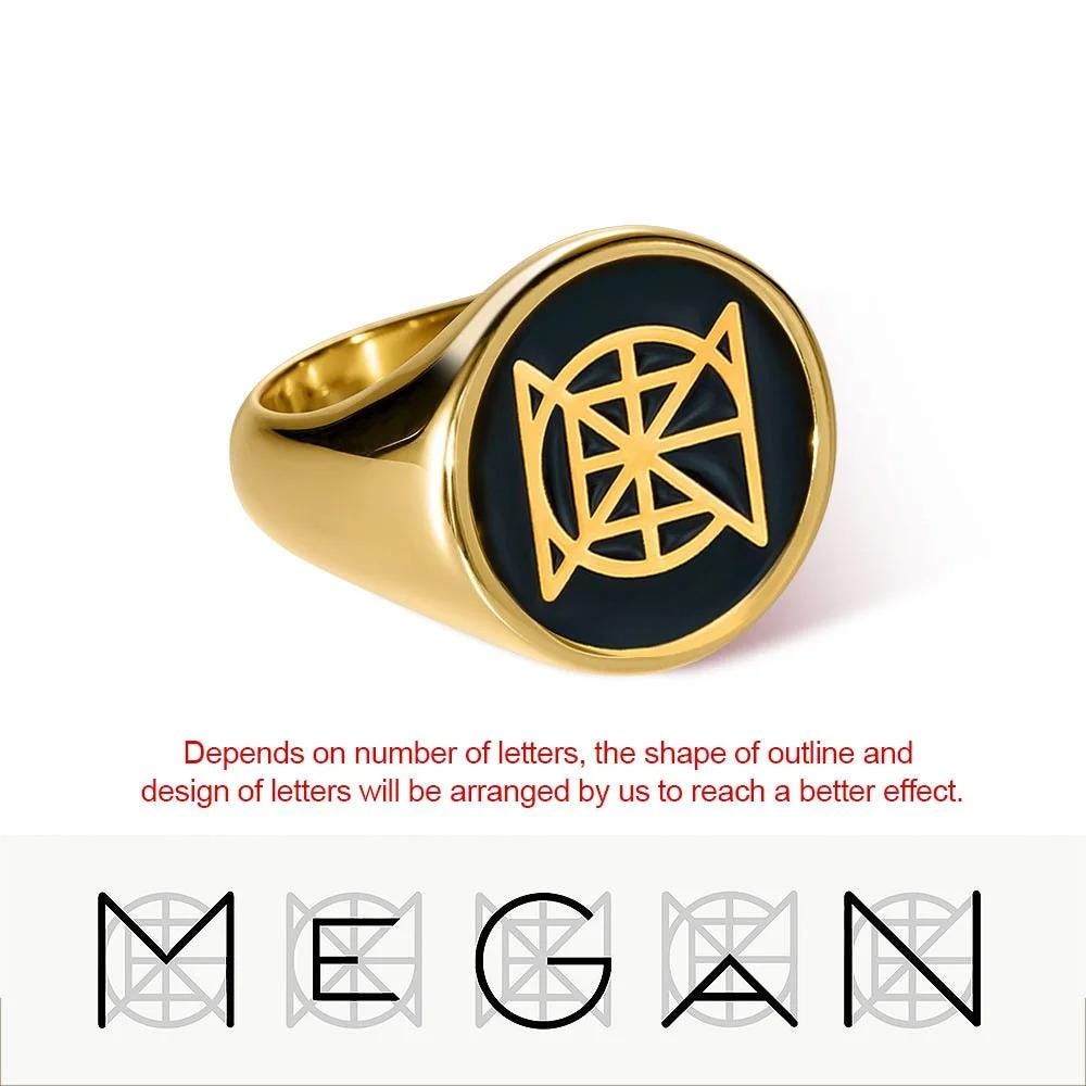Personalized Name Logo Signet Ring Unique Monogram Ring Sterling Silver 925 Birthday/Graduation/Anniversary Couple Gifts for Women/Men