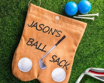 Sacs de balles de golf avec nom personnalisé | Sac de balles de golf portable en flanelle | Accessoire de sport | Cadeau de golf amusant pour homme/père | Cadeau pour amateur de golf