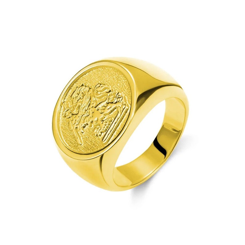 Personalized Family Crest Signet Ring Customized Wax Seal Family Signet Ring Family Signet Ring Silver Sterling 925 Gifts for Men, Dad Gold S925