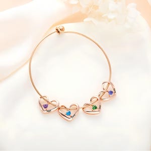 Braccialetto a cuore personalizzato con nome, braccialetto di famiglia con ciondolo con pietra portafortuna personalizzato, regalo per la festa della mamma/compleanno per mamma/nonna/figlia