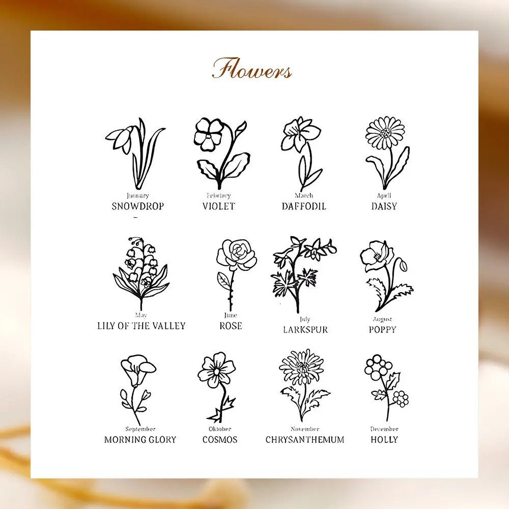 Personalized Birth Flowers Ring, Custom Birthflowers Family Ring | Sterling Silver 925 Bouquet Ring | Engraved Ring for Women, Gifts for Mom