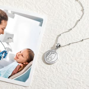 Personalized Tooth Name Signet Necklace Sterling Silver 925 | Custom Engraved Dental Tooth Pendant | Gifts for Dentist/Doctor/Nurse/Hygenist