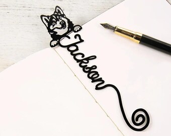 Personalized Pet Face Name Bookmark | Metal Reader Gift