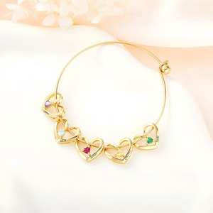 Braccialetto a cuore personalizzato con nome, braccialetto di famiglia con ciondolo con pietra portafortuna personalizzato, regalo per la festa della mamma/compleanno per mamma/nonna/figlia