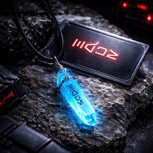 Maßgeschneiderte Kyber Kristall Halskette | Geschenk für Star-War Fan | Aurebesh Name Jedi Halskette | Aurebesh, Sith, Mando'a oder mandalorianisches Alphabet