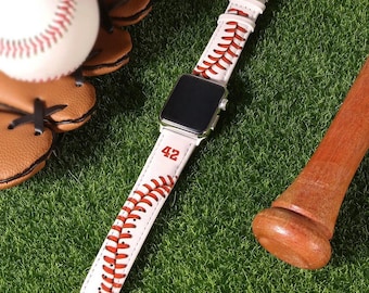 Customized Sport Leather Watch Band | Apple Watch Band Custom Name Sport Fan | Gift for Sport Fan | Apple Watch Band Baseball, Football Gift