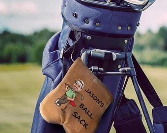 Personalized Name & Face Photo Golf Ball Sacks | Portable Flannelette Golf Ball Bag | Sports Accessory | Funny Golf Gift for Men/Father