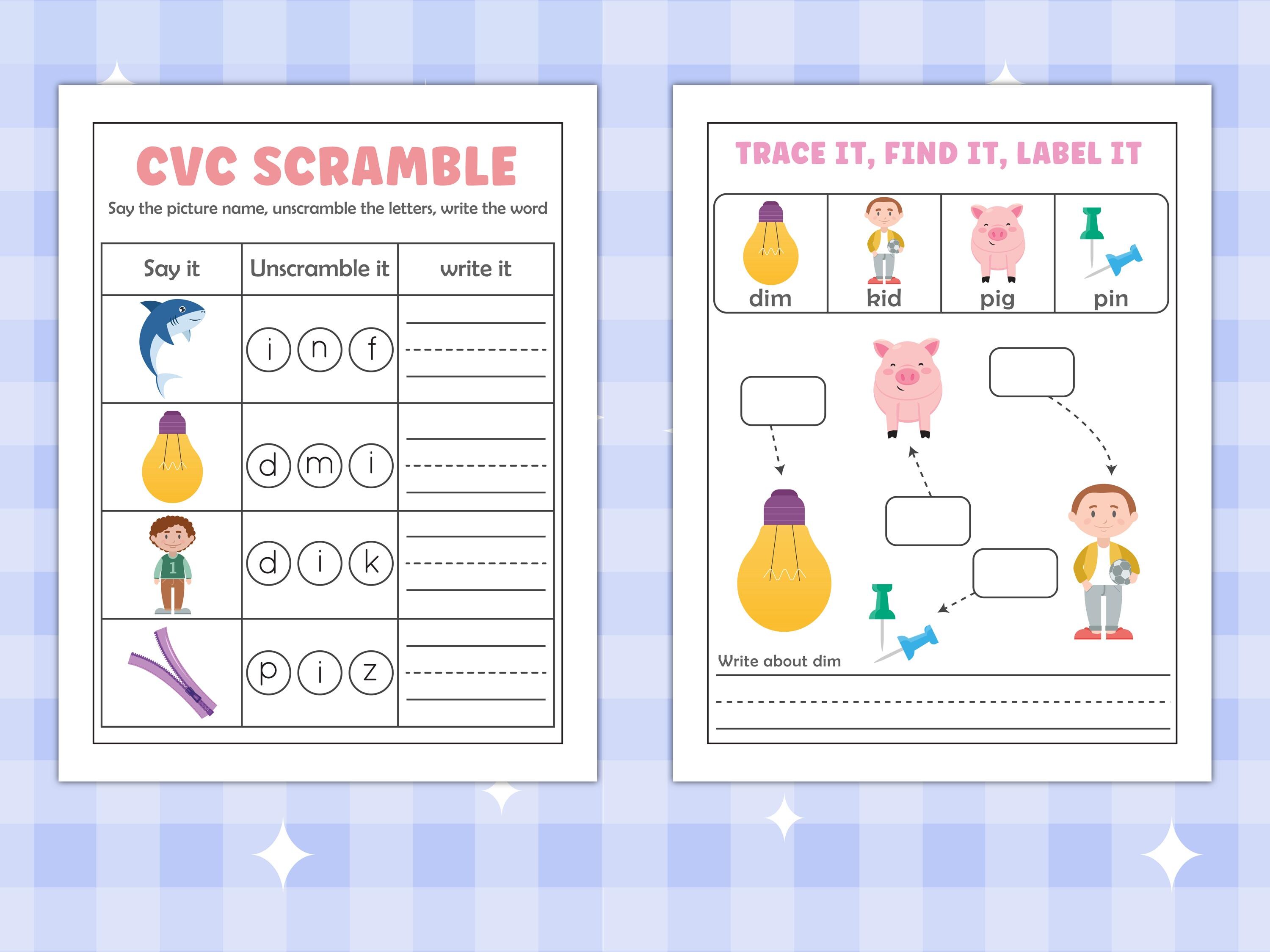 Reading CVC Words Paper, Kindergarten Reading, Spelling & Writing ...