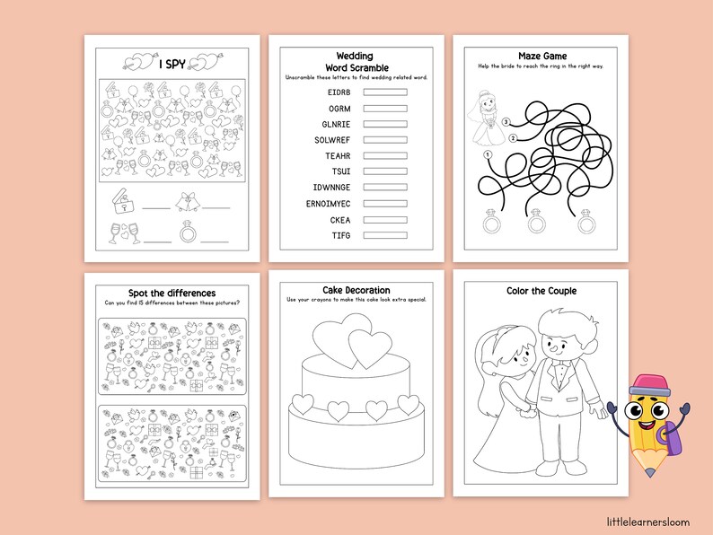 Kids Wedding Activity Book Printable Wedding Activities for Kids Reception Game Ideas Marriage ...
