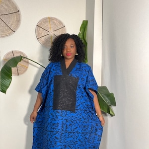 Elegant African print dress, Ankara dress, African print maxi dress, African clothing African fashion, bubu dress, long loose fitting dress