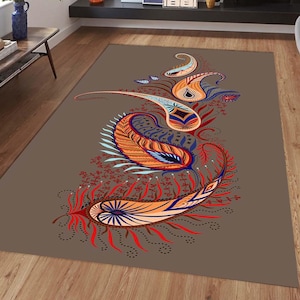 Area Rug, Fish Rug, Yin Yang Rug, Floor Rug, Washable Rug, Animal Rug, Fish Rug Mat, Fish Decor Rug, Non Slip Based Rug, Indoor Rug, Japan