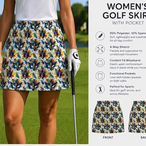 Women’s Golf Skort, Masquerade Print, Athletic Fit Mardi Gras