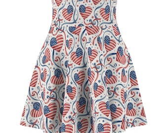 Patriotic Fireworks Stars Women's Skater Skirt | 4th of July