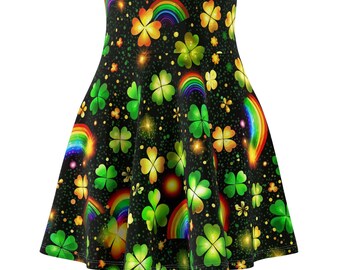 Shamrock Skater Skirt: Soft Green Clover Pattern for St. Patrick’s Day