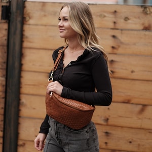 Haleiwa Woven Leather Sling Bag