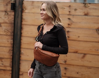 Haleiwa Woven Leather Sling Bag