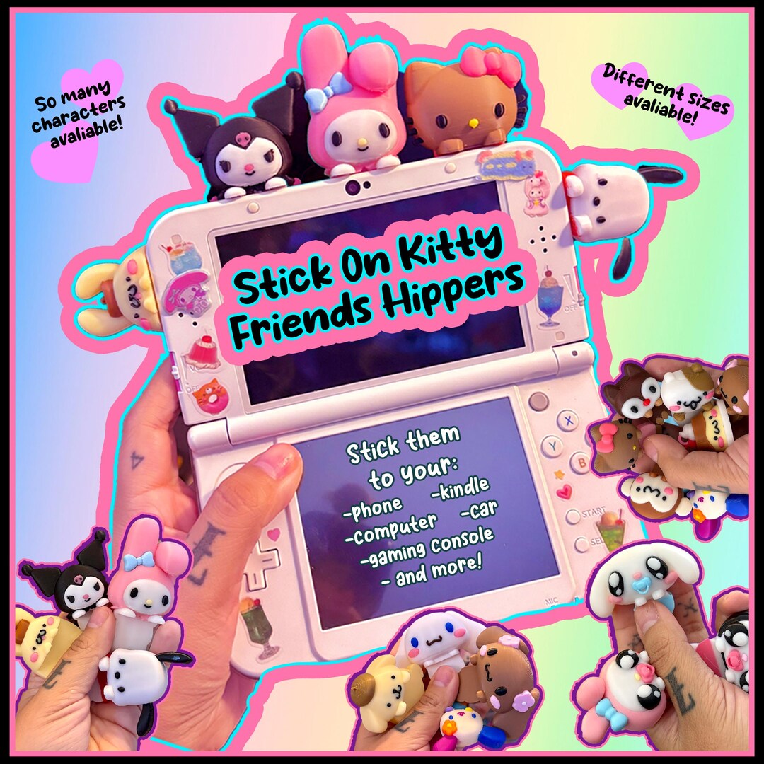 Kawaii Kitty Friends & Babies Character Hippers- Stick on Buddies!