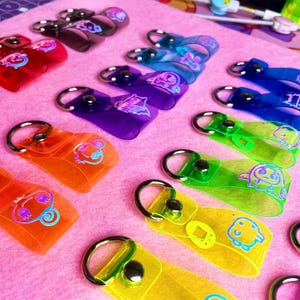 Holographic OR Custom Tamagotchi Tag keychains with Vinyl Tamagotchi design!