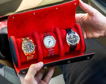 Leather Watch Case, Watch Box Travel Watch Case Roll  *Comes with FREE WATCH*