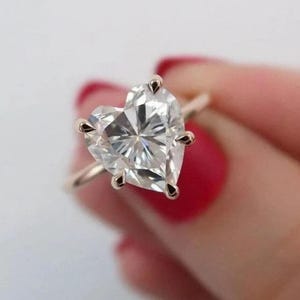Anel de noivado de moissanita em formato de coração, anel de diamante em formato de coração, anel de casamento, anel de aniversário, anel de coração solitário, anel de compromisso, presente para mulheres