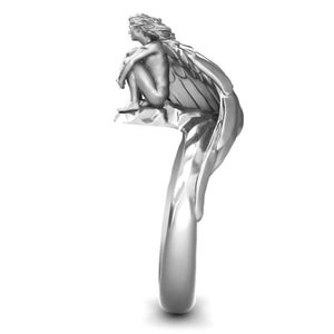 Sittande ängelring med vingar Andlig uttalandering Skyddsängelgåva Troinspirerade smycken Födelsedagspresent Skyddsring Elegant gåva bild 4