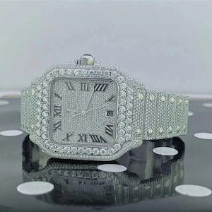 Reloj de lujo automático con diamantes y moissanita VVV, estilo hip hop, ideal como regalo de graduación para hombre.
