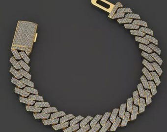 12mm Iced Out Miami Cuban Link Chain - Sterling Silver Hip Hop Bracelet/Necklace