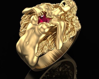 Take My Heart-ring Jubileumspresent Födelsedagspresent Hjärta Rubin Vigselring Romantisk Statement-ring Konstnärlig present till kvinnor Alla hjärtans dag-present