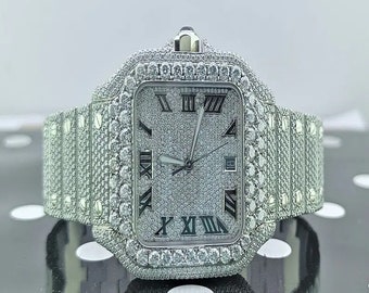 Moissanite Watch iced out watches, Luxury Fully Automatic VVV Moissanite Diamond Iced Out Hip Hop Buss Down Watch, Graduation Gifts For Men