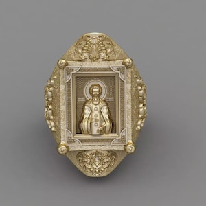 Icono de Longinos-ring, jubileumspresent, kristna helgonsmycken, heliga krigarsmycken, födelsedagspresent, uttalandering, ortodox religiös ring