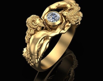 Satyr ädelstensring jubileumspresent grekisk mytologiring fantasivarelse smycken mytologisk uttalandering födelsedagspresent unika smycken